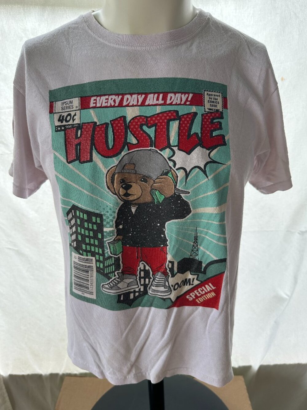 Hustle Everyday All Day Bailey Apparel Vibes Boy's White T Shirt XL